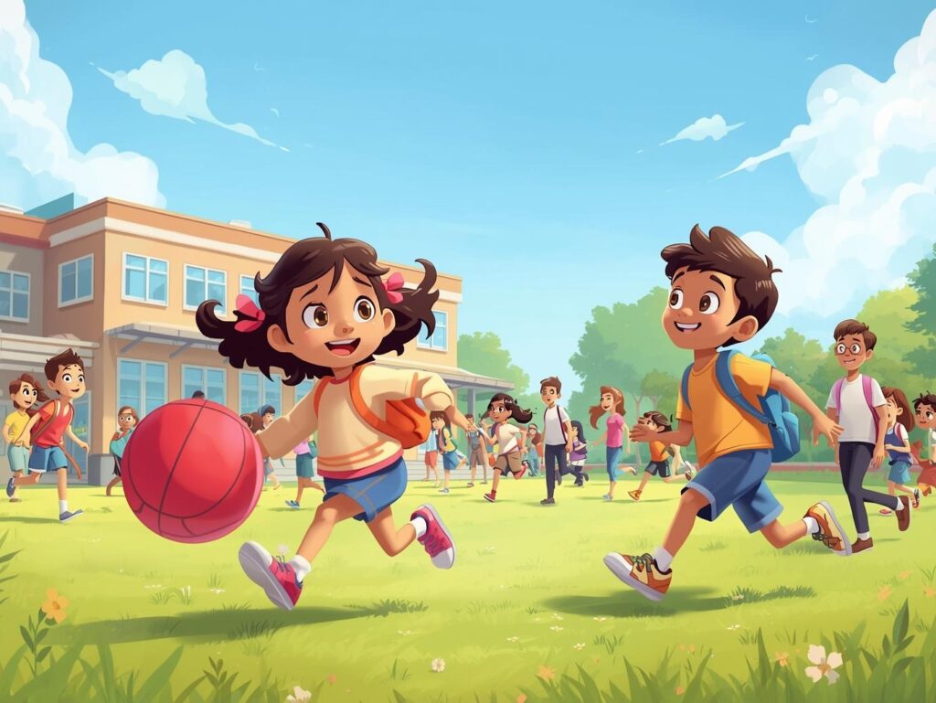 dans la cour de l’école