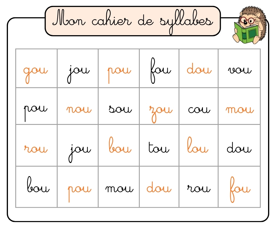mon cahier de syllabes partie 2