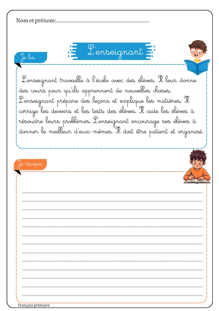 je lis et je recopie