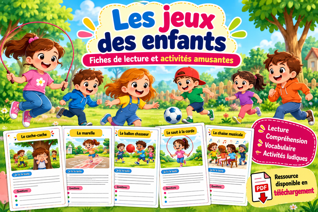 Les jeux des enfants : fiches de lecture et activités amusantes ألعاب الأطفال مغامرة تعليمية ممتعة